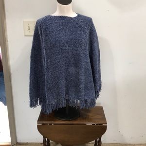 Denim Blue color sweater poncho
